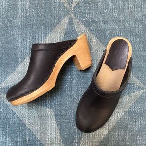 No.6 Old School Clog on High Heel in Black